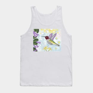 HUMMINGBIRD With Flowers Bird Painting Tank Top